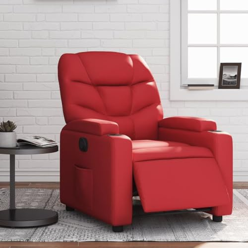 IBUQDDV Loungesitz Lesesessel Fernsehsessel Armlehnensessel Relaxsessel Elektrisch Rot Kunstleder für Büro Schlafzimmer