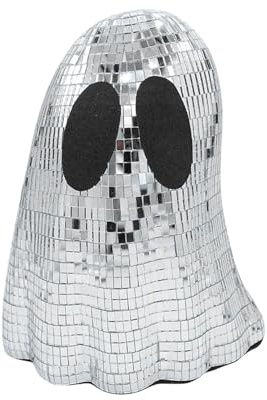 Boule disco fantôme | Décoration d'Halloween pour étagère, fantôme à paillettes, décoration pour cheminée, table, bureau, bol à étages, comme décoration d'intérieur pour les vacances