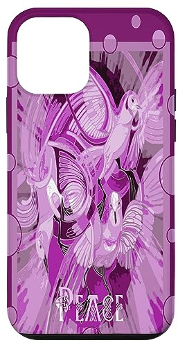 Colomba con testo celtico della pace in toni lilla Custodia per iPhone 12 mini