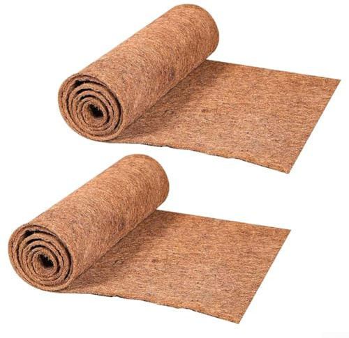 Alfombrilla de coco para plantas de jardín y exterior, aislamiento térmico y alternativa de mantillo de corteza transpirable, 50 x 100 cm, marrón, reutilizable y biodegradable para plantas, tortuga
