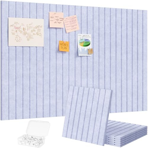 Lifewit 90 x 60 cm Anslagstavla i Filt Självhäftande, 6-Pack Alternativ till Anslagstavla Kork, Vision Board Meddelandetavla med 30 Häftstift för Kontor, Kök och Barnrum, Vintergrönslila