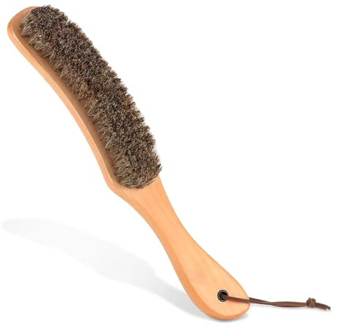 Kinesgsg Kleiderbürste, Fusselbürste Holzgriff und Rosshaarmaterial, 27.5 x 4 x 2.5cm Textilbürste, Hutbürste Leicht zu Reinigen, Fusselentferner Wiederverwendbar, für Anzüge, Mäntel, Bettwäsche
