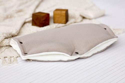 KraftKids Kinderwagenmuff Handwärmer mit Druckknöpfen, außen Musselin Beige, innen warmes Polyester, fürs ganze Jahr, handgefertigt EU