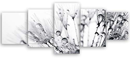 ge Bildet Bild auf Leinwand | another world - schwarz weiß - Blumen Natur Pusteblume in 200x80 cm mehrteilig als Wandbild XXL | Wand-deko Dekoration Wohnung modern Bilder | 2207