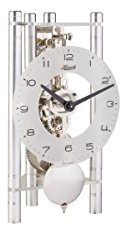 Hermle 23025X40721 Lakin Dreieckige Tischuhr, Silber mit arabischem Glaszifferblatt und silbernem Pendel