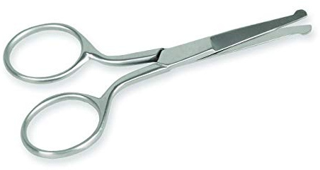 Gima - Absolut sichere Nasen- und Ohrhaarschere, mit geraden und abgerundeten Enden, aus rostfreiem Edelstahl, Länge 9 cm.