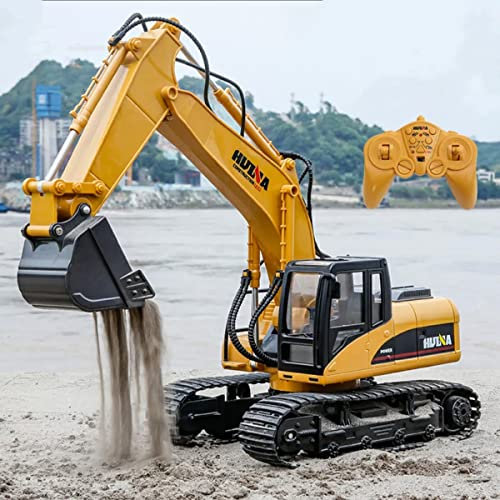 efaso 1:14 RC Bagger 1550-2,4 GHz Baustellenfahrzeug mit Licht und Sound, Schaufel aus Metall, Aufnahmemodus und umfangreichen Steuerungsmöglichkeiten inkl. Zusatzakku