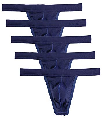 Summer Code Herr låg midja mesh trosor string sexiga tanga underkläder, 5-pack kunglig blå, L