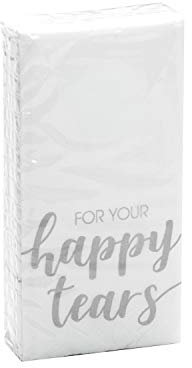 in due Taschentücher Freudentränen 6 x 10 Stück 'For Your Happy Tears' Silber zur Hochzeit/Wedding