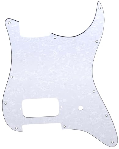 Musiclily Pro 11 Löcher Strat Pickguard 1 Humbucker Gitarren Schlagbrett für Fender USA/Mexico Tom Delonge Strat Style E-Gitarre, 4-lagig White Pearl