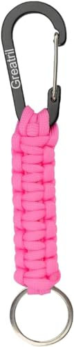 Mädche Schlüsselanhänger Karabiner Rosa - GREATRIL Personalisiert Paracord Schlüsselband Karabinerhaken Kurz für Kinder Teenie Frauen