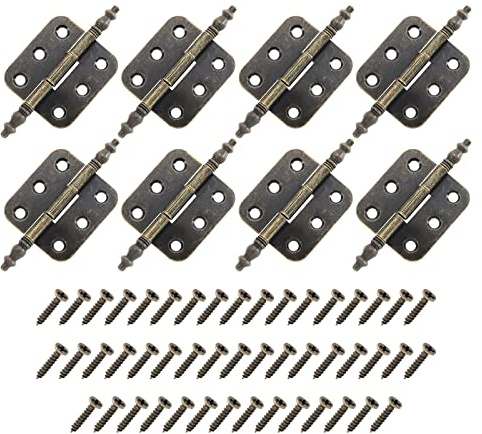 ECSiNG 8 Stück Antik Türscharniere mit Schrauben Retro Stil Eisenscharniere für Holzkisten Schrank Schublade Kabinett Schmuckkästchen Bronze