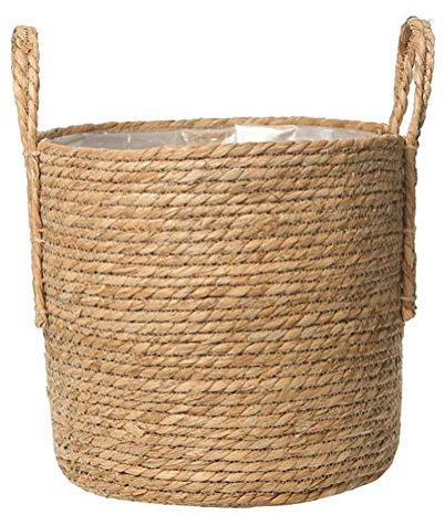 Zerodeko Seegras- Pflanzkorb Stroh- Pflanzkörbe Flechtkorb Blumen- Pflanztopf Weiden- Pflanzbehälter mit Kunststoffeinsatz für Zimmerpflanzen Waschküche 16Cm