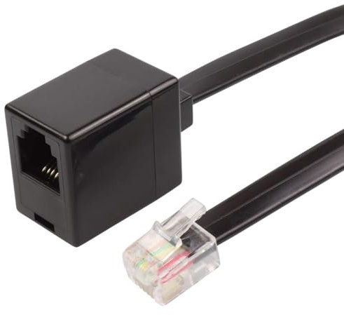 CABLEPELADO Câble d'extension téléphonique RJ11, câble d'extension de téléphone, câble modulaire 6P4C, câble d'extension Téléphone Fax Modem Routeur DSL VDSL RNIS Internet, Noir, 10 mètres