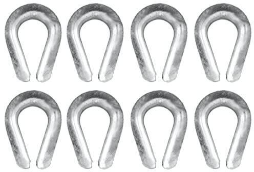 7/16 Hot Dip Galvanized Heavy Duty Wire Rope Thimble | Pack of 8 | Rigging Cable Rail Eye Protection