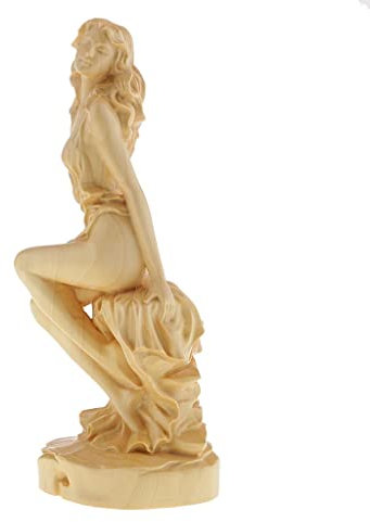 misppro Menschen Fugure Statue Lange Haare Schönheit Buchsbaum Holz Hand Geschnitzt Garten Skulptur Ornamente