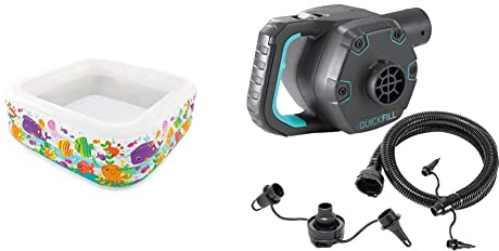 Intex See Aquarium Pool - Kinder Aufstellpool - Planschbecken - 159 x 159 x 50 cm - Für 3+ Jahre & 230 Volt Quick-Fill Ac Electric Pump, 66644, Schwarz