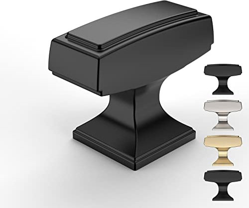 9BUILD 10 Pack Black Square Drawer Cupboard Kitchen Dresser Wardrobe Knobs