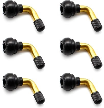 6Pcs 90 Degree Tyre Valve Extension Tubeless Tire Valve Stem Tyre Valve Extension Adapter Snap-In Rubber Base Brass Air Tire Extension
