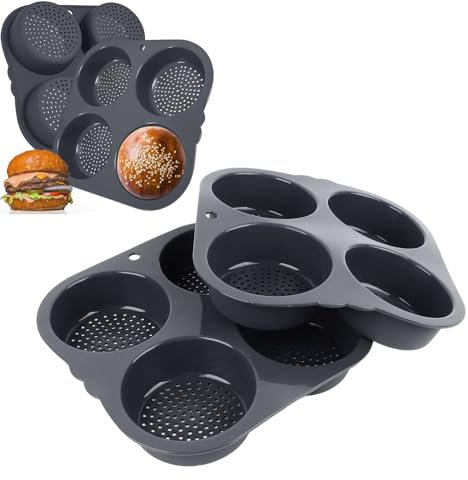 Pssopp Molde de Silicona para Panecillos de Hamburguesa, Fácil de Liberar, Antiadherente, para Hacer Hamburguesas y Hornear Kichen