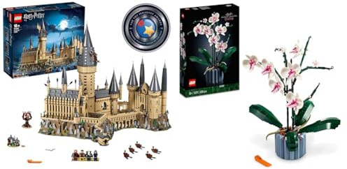LEGO 71043 Harry Potter Hogwarts Castle Model, Big Collectable Set with the Great Hall, Sword of Gryffindor & Chamber of Secrets & 10311 Icons Orchid Artificial Plant Building Set with Flowers