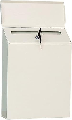 Buzón de metal con cerradura y 2 llaves, resistente a la intemperie, 23 x 6 x 30 cm, color beige