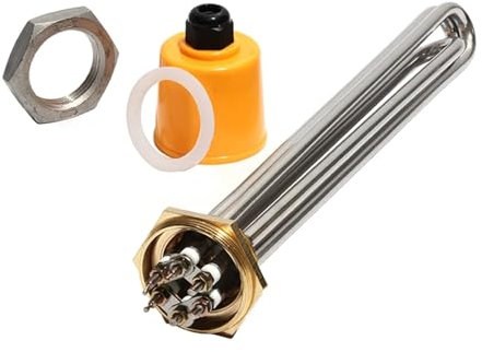 AUPERS 1 1/4 Inch/DN32 Copper Thread Immersion Water Heater With Accessories Tubular 304SS Electric Heating Tube 3KW/4.5KW/6KW/9KW/12KW Reality(220V_6KW 263MM 304SUS)