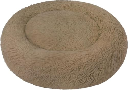 normani Rundes Hundebett für große und kleine Hunde - Ergonomisches Hundekissen Donut - Hundecouch mit hohem Rand Farbe Braun Größe 80 cm x 80 cm x 24 cm