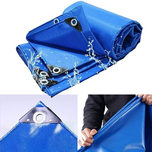 Telo impermeabile da Esterno 1.5x21 m 500g/m² Telone Occhiellato Rinforzato Antistrappo Tendone Da Esterno Con Occhielli Antiruggine LXX94W, Blu