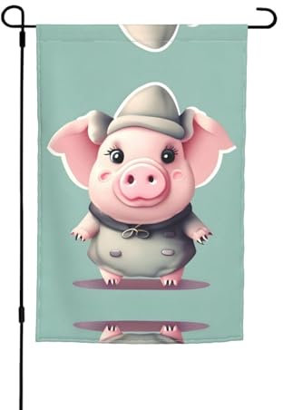 Winter-Gartenflagge mit niedlichem Schweinemotiv, doppelseitig, für Gartendekoration (nur Flagge)
