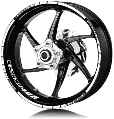 OPYJRL Schön und langlebig Motorrad-Reifen Und Felge, Reflektierender Dekorativer Aufkleber, Kombi-Räder-Aufkleber-Set Für GSX14000, GSX 14000(Reflective White)