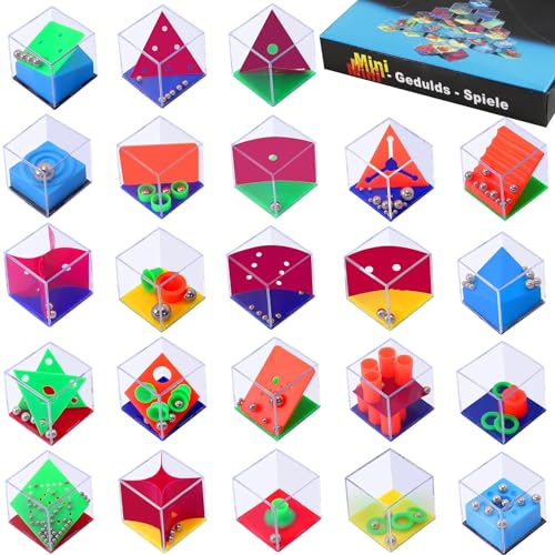 Kinmsito 24 Stück Geduldsspiele für Kinder, Geduldsspiele Mini Denkspiel, Knobelspiel Mini Spiele Mitgebsel Kindergeburtstag, Mini Knobelspiele für Kinder, Erwachsene, Kindergeburtstag Mitgebsel