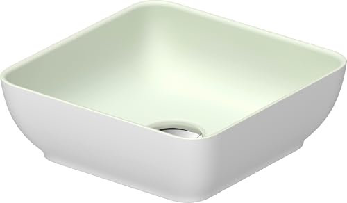 Duravit Sivida Aufsatzwaschtisch, eckig, 300x300mm, ohne Hahnloch, ohne Überlauf, 266003FG00, Farbe: Innenfarbe Blassgrün Matt, Außenfarbe Weiß Seidenmatt
