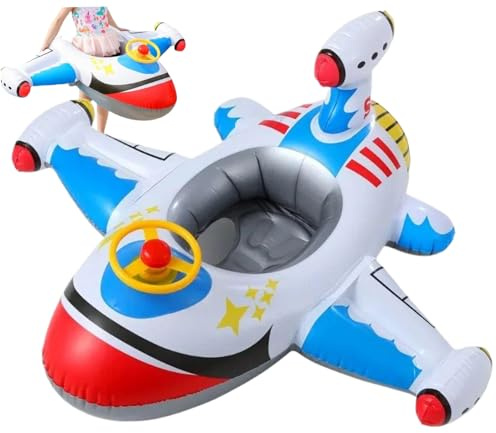 Pesoncarl Baby Pool Float, Gonfiabile in PVC Toddler floaties, Aereo da Bagno per Bambini con Volante, Bambino Divertente per Bambini di età Compresa tra 1 e 5, Giocattoli da Piscina
