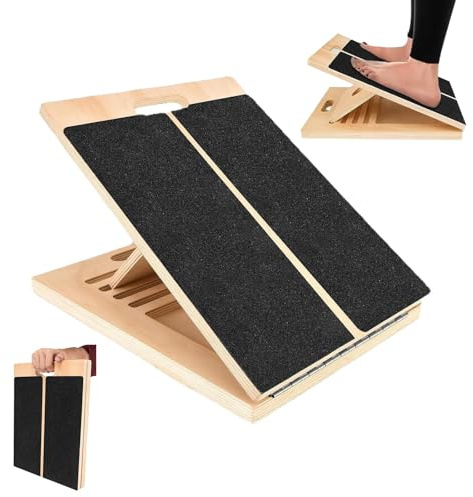 Planche D'équilibre en Bois, Extenseur de Molle Réglable avec 5 Angles D'inclinaison, Planche Inclinée Professionnelle, Portable Balance Board, Plaque D'inclinaison Antidérapante Réglable