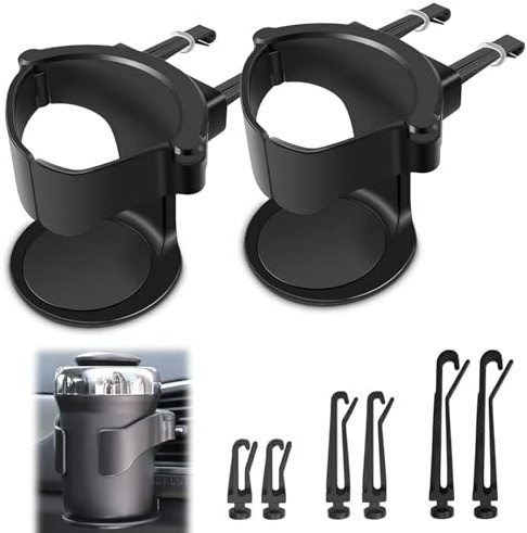 2 PCS Car Cup Holder, Car Drinks Holder, Universal Adjustable Car Vehicle Cup Holder, Expander Cup Holder, Truck Seat Cups Holder, Auto Air Conditioner Vent Drink Holder for Water Coffee Juice Bottle