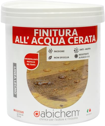 ABICHEM Finitura Cerata all’Acqua 4 L – Idrorepellente Protettivo | per Legno Esterni ed Interni – Effetto Lucido e Traspirante, Resistente a Muffa e UV (Incolore)