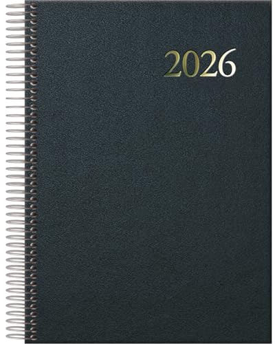 Dohe - Agenda 2026 - Tagesansicht, Größe A5 (14x20 cm), Spiralbindung, 12 Monate Januar bis Dezember, Jahresplaner auf Spanisch - Segovia Schwarz