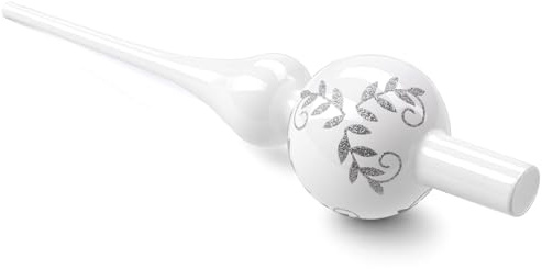 Punta de Árbol de Navidad de Cristal Blanca, Copa Parte Superior Topper de Árbol de Navidad de Vidrio Soplado, 26cm, Brillante y Elegante (Blanco)