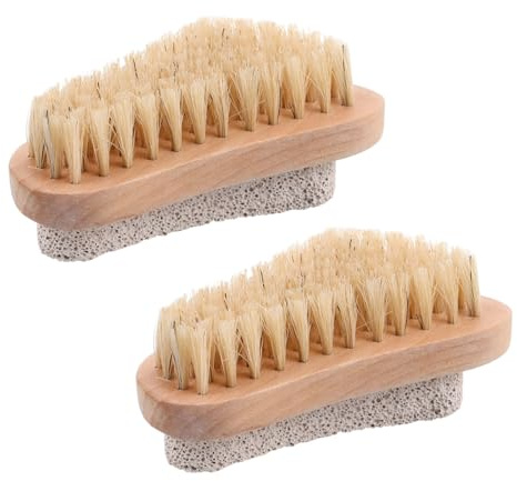 PLAFOPE 2 Stück Holzhandbürste mit Bimsstein zur Fußpflege Ergonomisches Werkzeug zur Hornhautentfernung und Abgestorbener Haut für Peeling und Fußbad