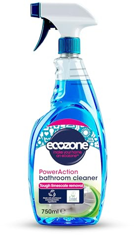 Ecozone PowerAction Bathroom Cleaner, Powerful Limescale Remover & Bathroom Spray, Anti Limescale Descaler, Toilet, Sink & Shower Cleaner, Eco Conscious Vegan Natural Cleaning Products - 750ml