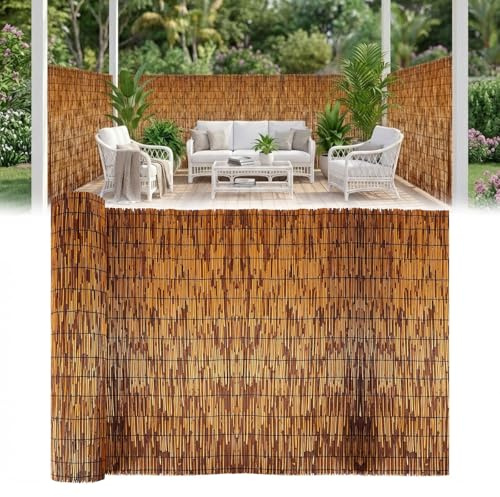 Rotolo in Canna Naturale, Decorazioni Recinzione in Bamboo, Stuoia Ombreggiante for Recinzione Giardino e Terrazzo, Facile Installare, 50-160cm di Altezza(H150cmxL700cm)