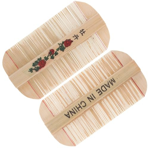 CHICAMPERA Pettine Bamboo Ultradenso a Doppia Faccia per Chioma e Peli di Animali Domestici, Compatto, 2 Pezzi, per Ragazzi e Uomini, per Uso Domestico e Viaggio