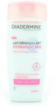 Nettoyage complet et hydratation apaisante pour peaux sensibles avec DIADERMINE Lait Démaquillant Ph5, format 200mL - Lot de 3