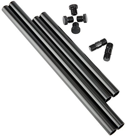 NICEYRIG 15mm Rods with M12 Thread Rod Cap Rod Connector to Extend to 50cm Rods for 15mm Shoulder Pad Rig Support System