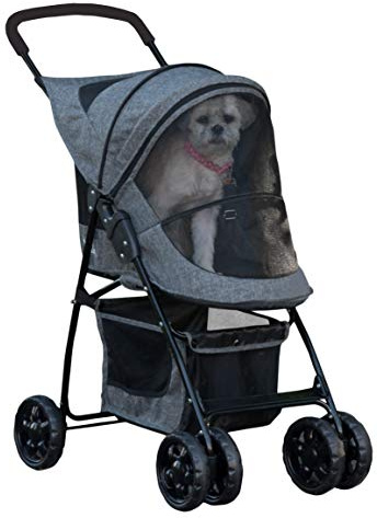 Pet Gear Happy Trails Lite Pet Stroller for Cats/Dogs, Zipper Entry, Easy Fold with Removable Liner, Safety Tether, Storage Basket