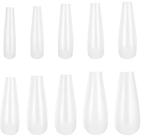 FRCOLOR Künstliche Nägel Sarg Weiß 500 Stück Lange Ballerina Tips Für Nägel Vollabdeckung 10 Größen Zum Kürzen Bemalen Und Für Nail Art Für Salon Diy Hochzeit Halloween