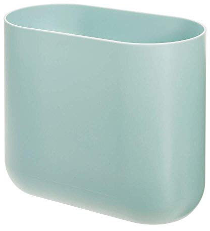 iDesign schlichter Mülleimer für Bad oder Küche, vielseitiger Kosmetikeimer im offenen Design, kleiner ovaler Abfalleimer aus Kunststoff, hellblau