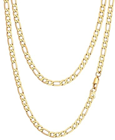 PROSTEEL Cadena Figaro Oro Collar Hombre Acero Inoxidable Dorado Cadenas Eslabones Fígaro 6mm Ancho Joyas Hombres Mujeres 36cm+5cm