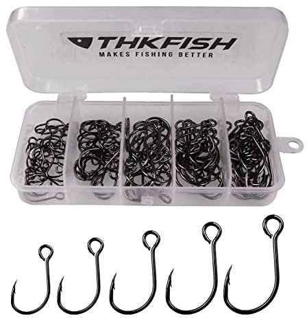 THKFISH 50stk/100stk/box Inline Angelhaken Kaufen mit öse Angel Haken Set Spinner Einzelhaken #2#1 1/0 2/0 3/0 Schwarz